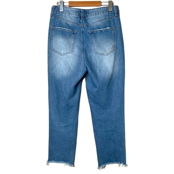INDIGO REIN Ankle Grazer Distressed Straight Leg High Rise Jeans Sz 27 - Picture 3 of 10